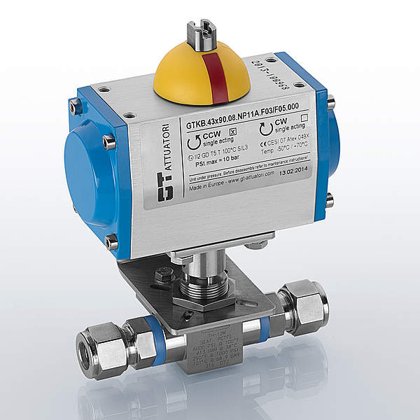 Pneumatisch betätigte Kugelhähne - Serie T