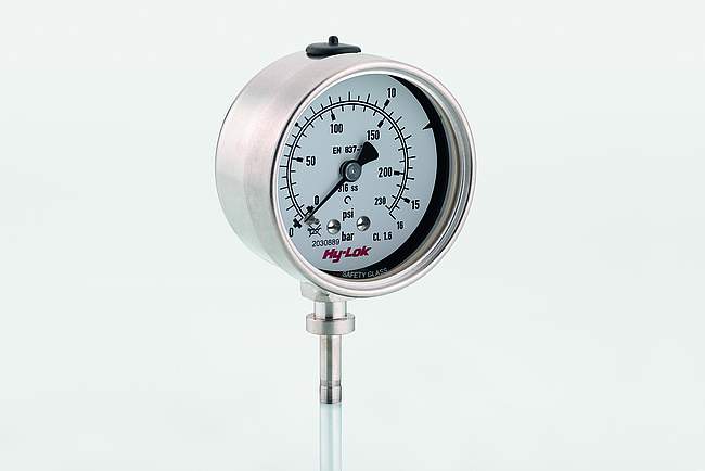 Hy-Lok Manometer mit Rohrstutzen